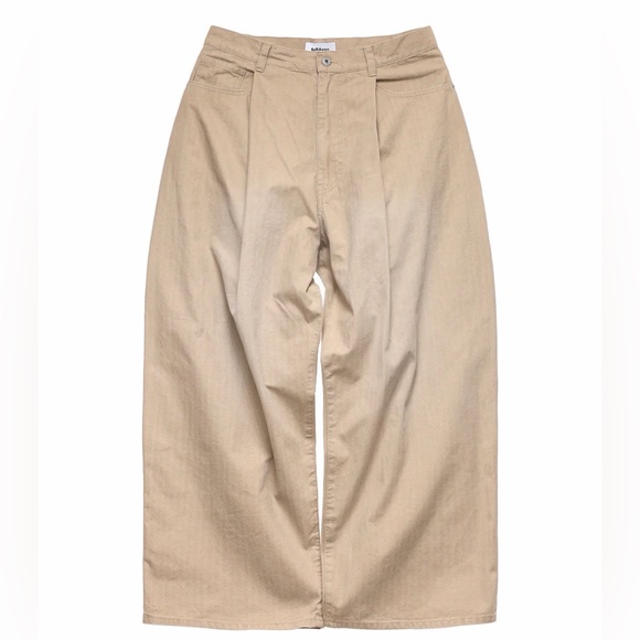 6cRAyon Khaki Herringbone Wide Leg Trousers Streetwear Medium - NWT🤎 - Picture 6 of 11